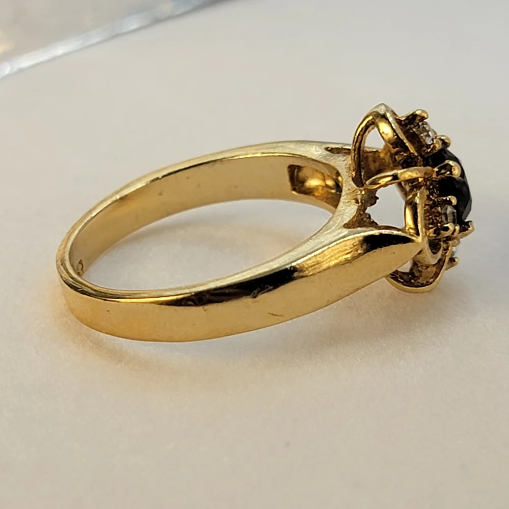 Vintage DAC Garnet Gold Plated Simulated January Birthstone Ring Size 9.5